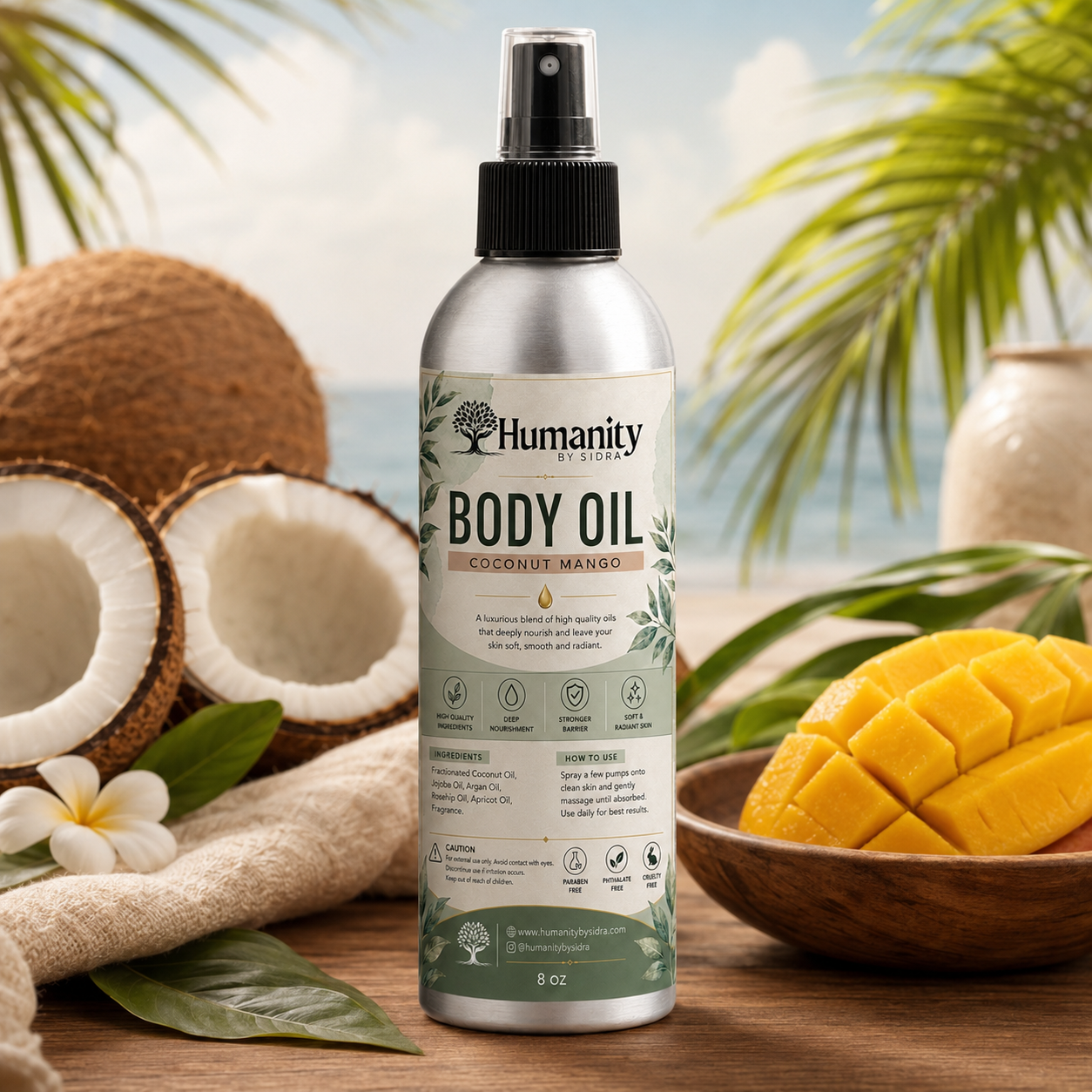 8 oz Body Oil Mist - Coconut Mango