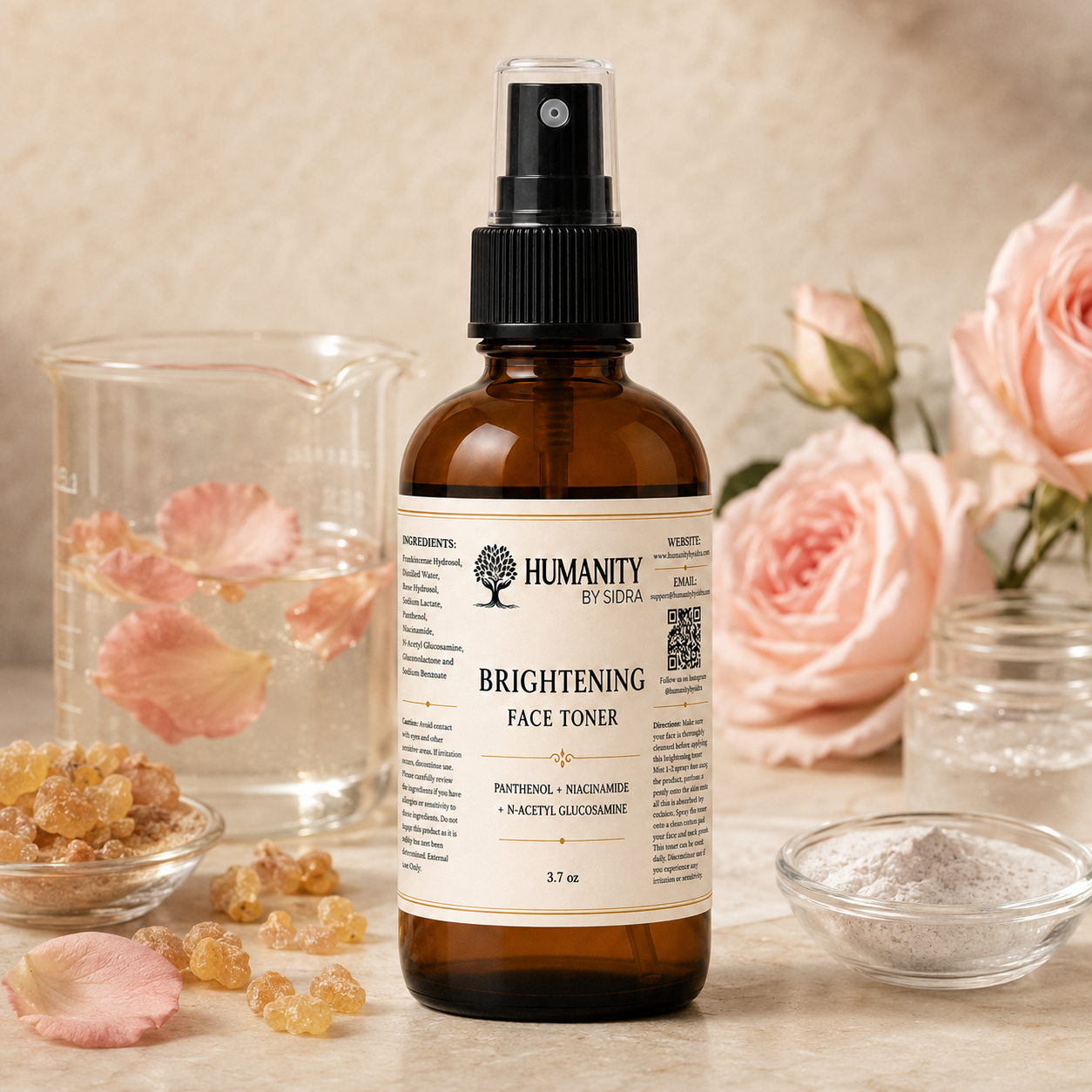 3.7 oz Brightening Toner - PANTHENOL + NIACINAMIDE + N-ACETYLE GLUCOSAMINE